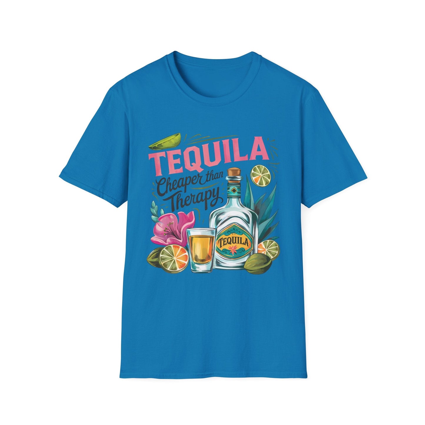Tequila Therapy T-Shirt, Cheaper than Therapy Shirt, Funny Tequila Tee, Party Shirt, Unique Gift for Tequila Lovers - Shirt Happens Graphics