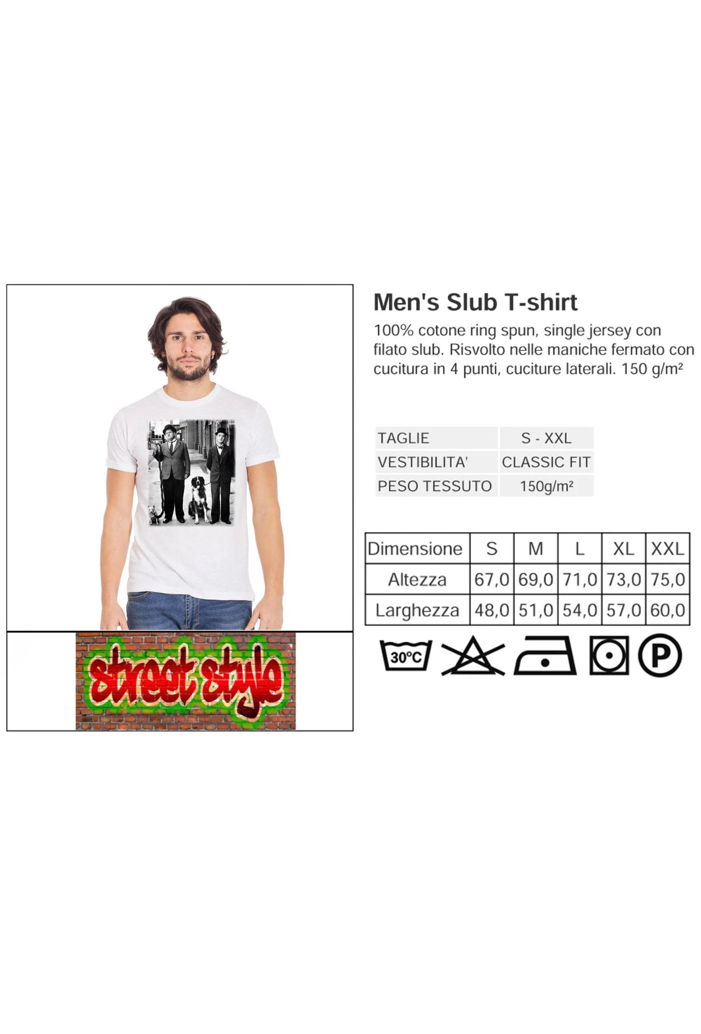 The legend Oliver Hardy Stan Laurel Cinema Attore Soggetto 18 - 81 T-shirt Urban Slub Men Uomo 100% Cotone Fiammato BS - Shirt Happens Graphics