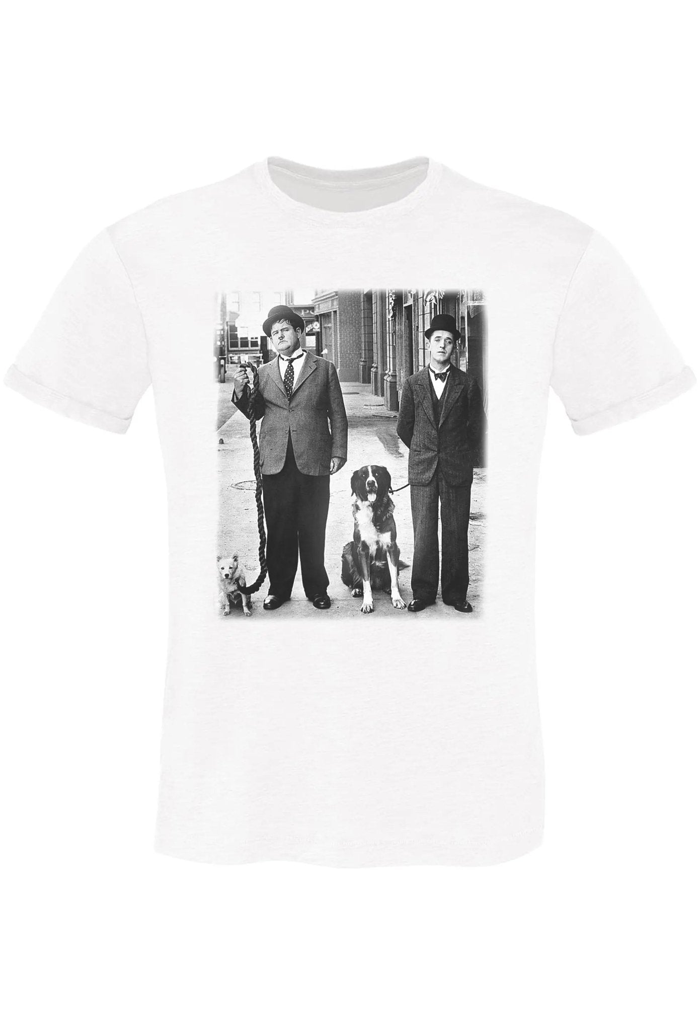 The legend Oliver Hardy Stan Laurel Cinema Attore Soggetto 18 - 81 T-shirt Urban Slub Men Uomo 100% Cotone Fiammato BS - Shirt Happens Graphics