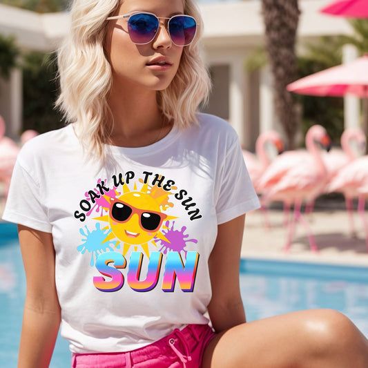Vibrant Summer T-Shirt, Soar Up The Sun Tee, Unisex Graphic Shirt, Fun Beachwear, Perfect for Vacations, Summer Parties - Shirt Happens Graphics