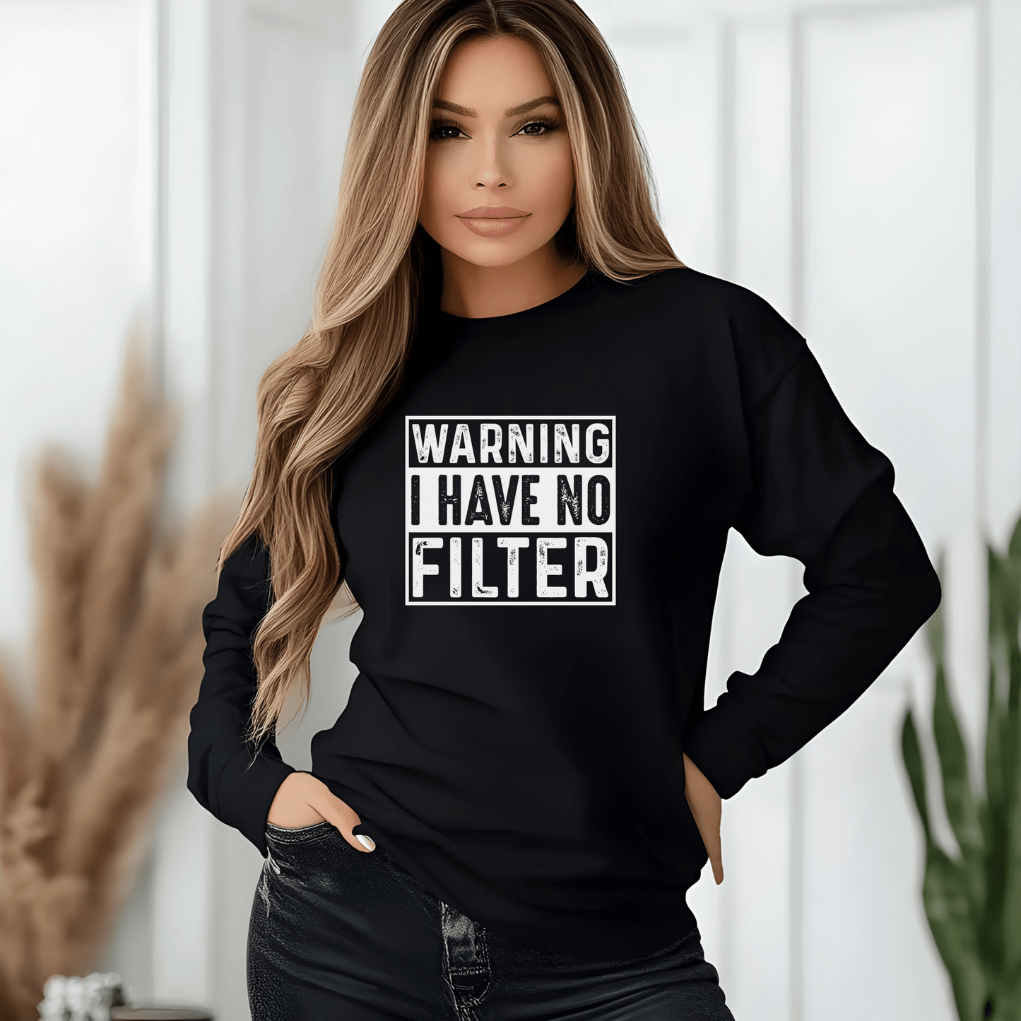 Warning I Have No Filter, Funny Tee, Casual Wear, Gift for Friend, Everyday Style - Shirt Happens Graphics