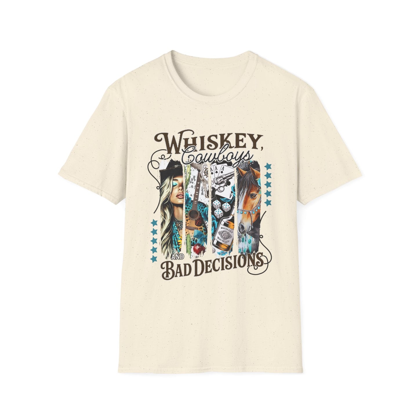 Whiskey Cowboys Bad Decisions T-Shirt | Unisex Graphic Tee, Casual Wear, Gift for Drink Lovers, Summer Style, Festival Apparel - Shirt Happens Graphics