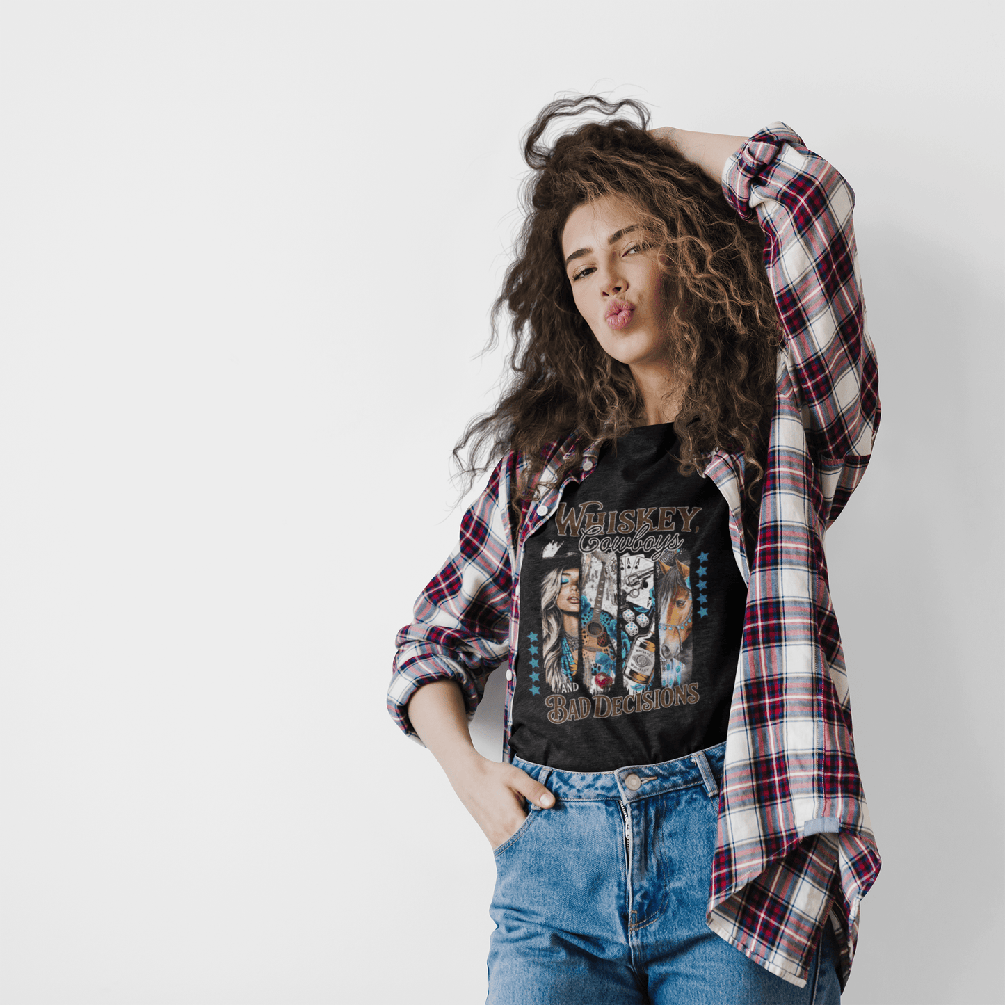 Whiskey Cowboys Bad Decisions T-Shirt | Unisex Graphic Tee, Casual Wear, Gift for Drink Lovers, Summer Style, Festival Apparel - Shirt Happens Graphics