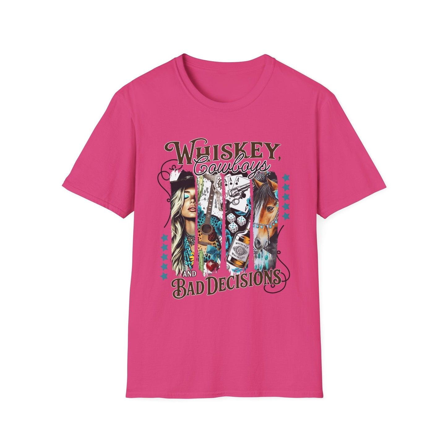 Whiskey Cowboys Bad Decisions T-Shirt | Unisex Graphic Tee, Casual Wear, Gift for Drink Lovers, Summer Style, Festival Apparel - Shirt Happens Graphics