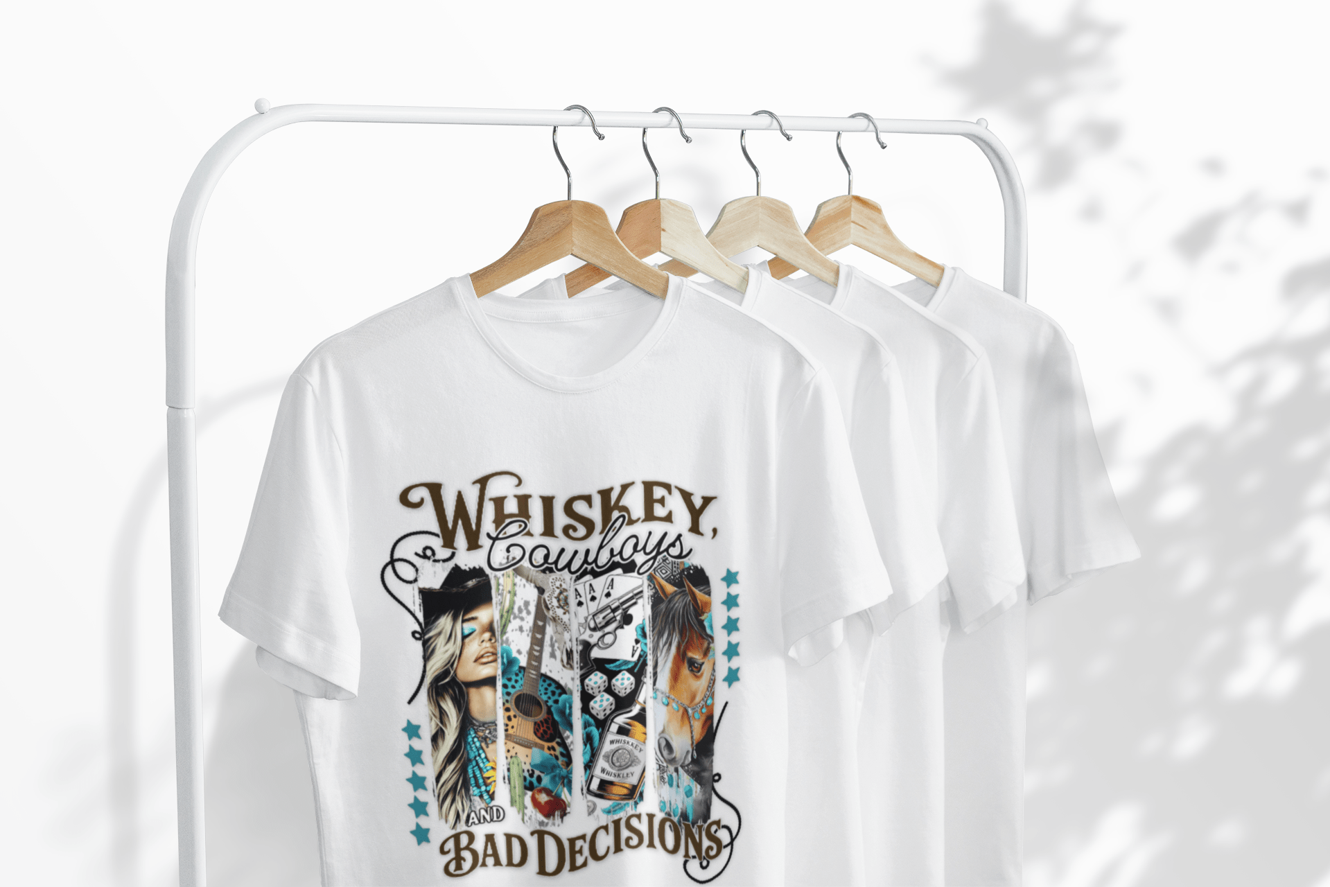 Whiskey Cowboys Bad Decisions T-Shirt | Unisex Graphic Tee, Casual Wear, Gift for Drink Lovers, Summer Style, Festival Apparel - Shirt Happens Graphics