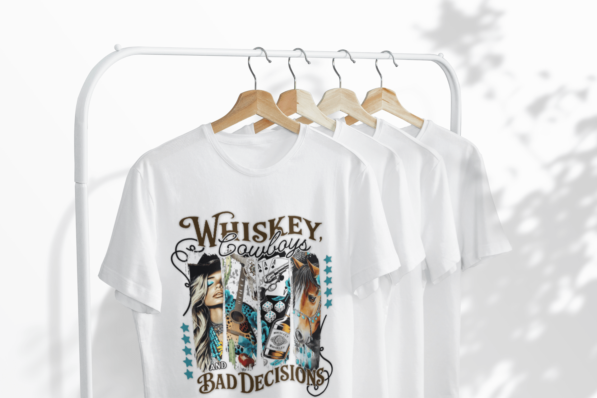 Whiskey Cowboys Bad Decisions T-Shirt | Unisex Graphic Tee, Casual Wear, Gift for Drink Lovers, Summer Style, Festival Apparel - Shirt Happens Graphics