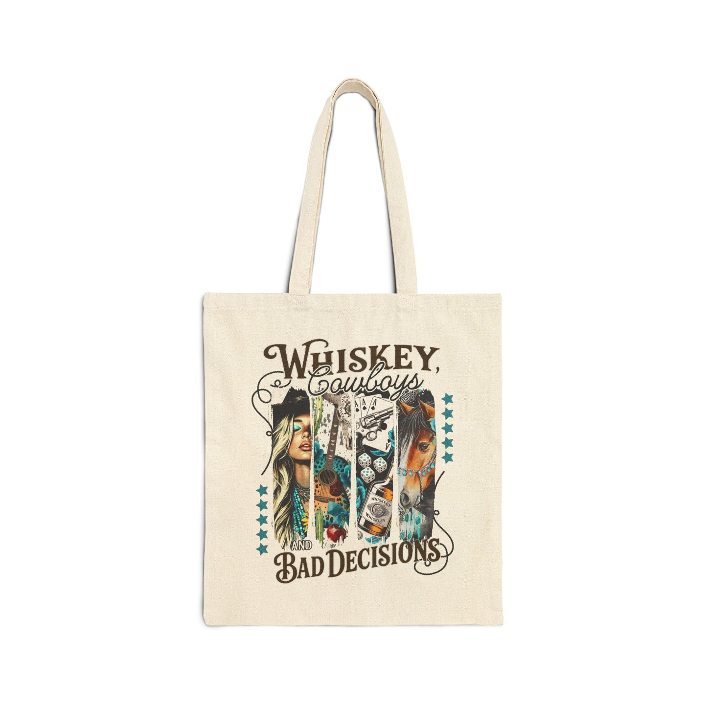 Whiskey Tote Bag - Bad Decisions Cotton Canvas Carryall, Perfect for Beach Trips, Shopping, Festivals, Eco - Friendly Gift - Shirt Happens Graphics