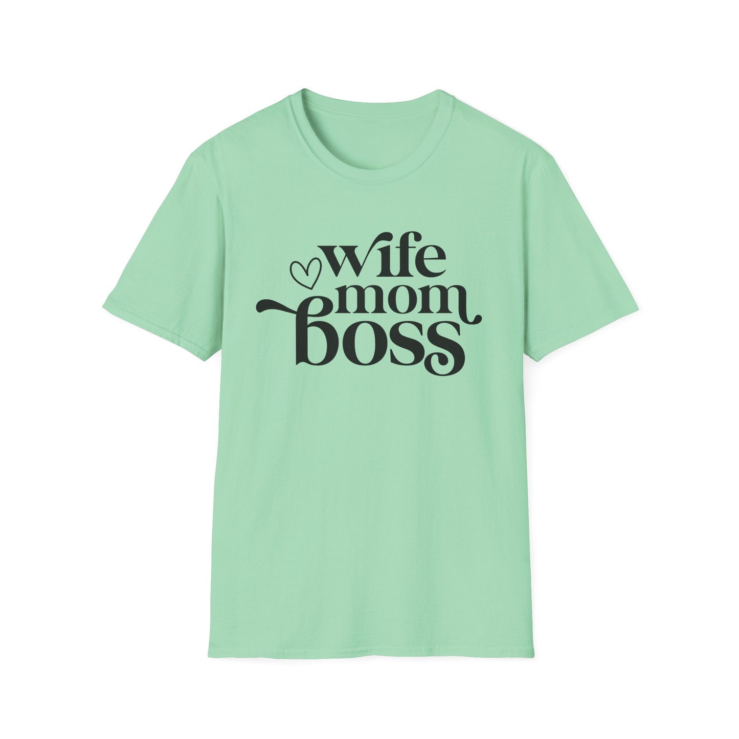 Wife Mom Boss T-Shirt, Women's Empowerment Tee, Gift for Moms, Casual Wear, Perfect for Mother's Day - Shirt Happens Graphics