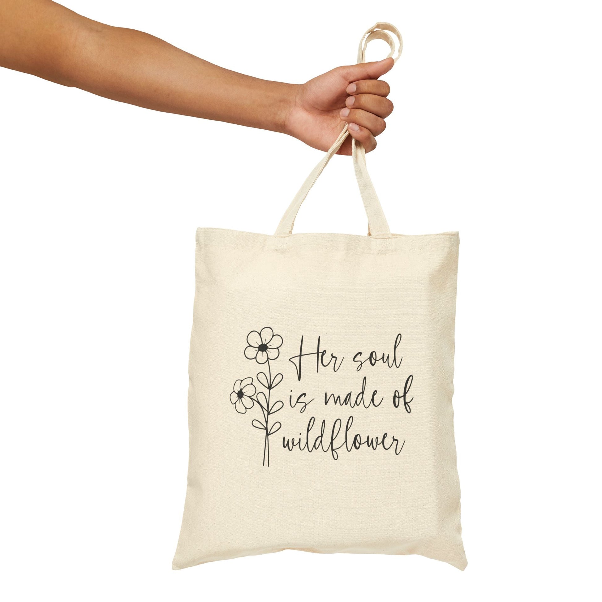 Wildflower Soul Cotton Canvas Tote Bag | Eco - Friendly Shopping Bag, Beach Tote, Gift Bag, Floral Tote, Reusable Grocery Bag - Shirt Happens Graphics