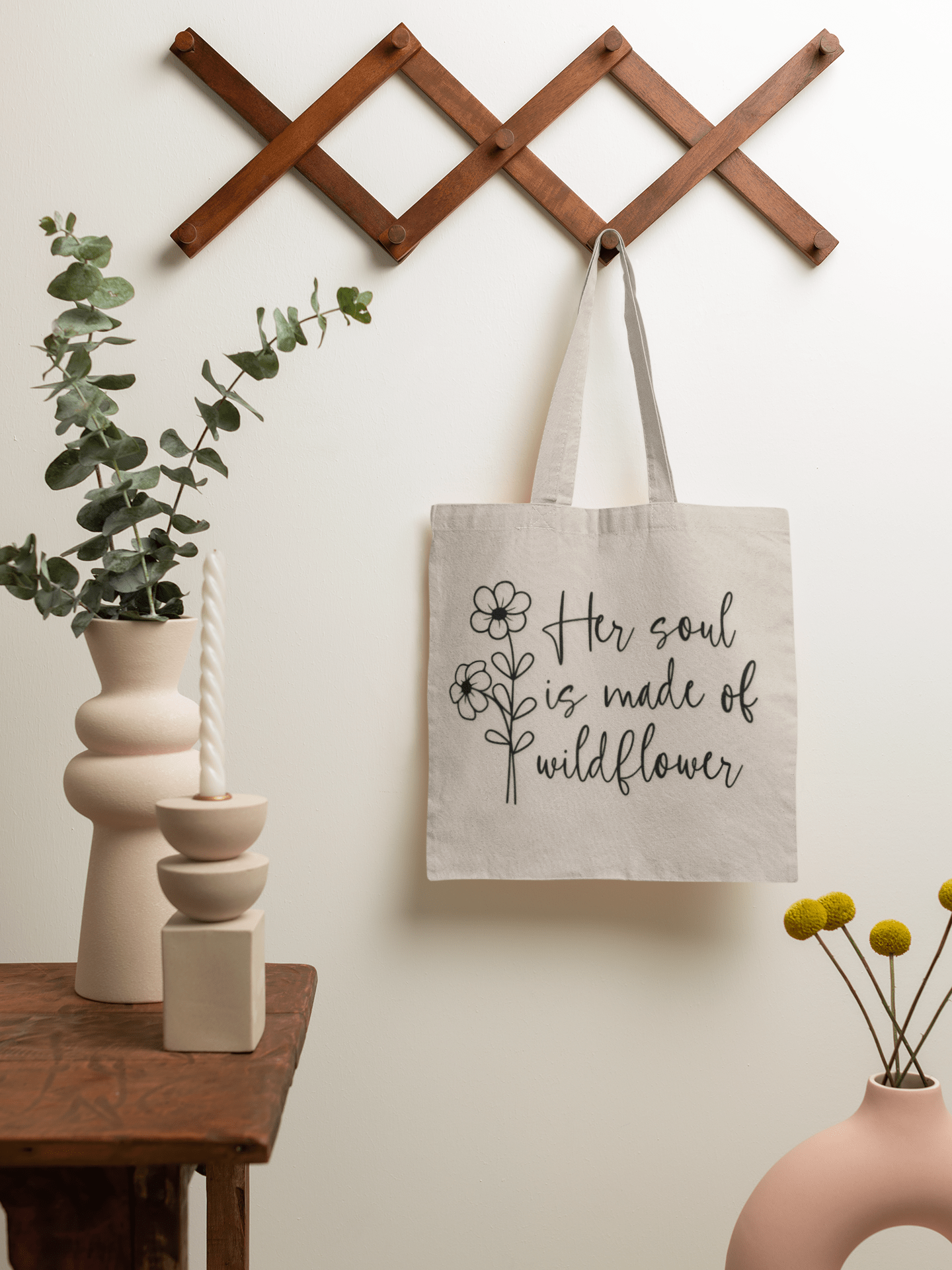 Wildflower Soul Cotton Canvas Tote Bag | Eco - Friendly Shopping Bag, Beach Tote, Gift Bag, Floral Tote, Reusable Grocery Bag - Shirt Happens Graphics