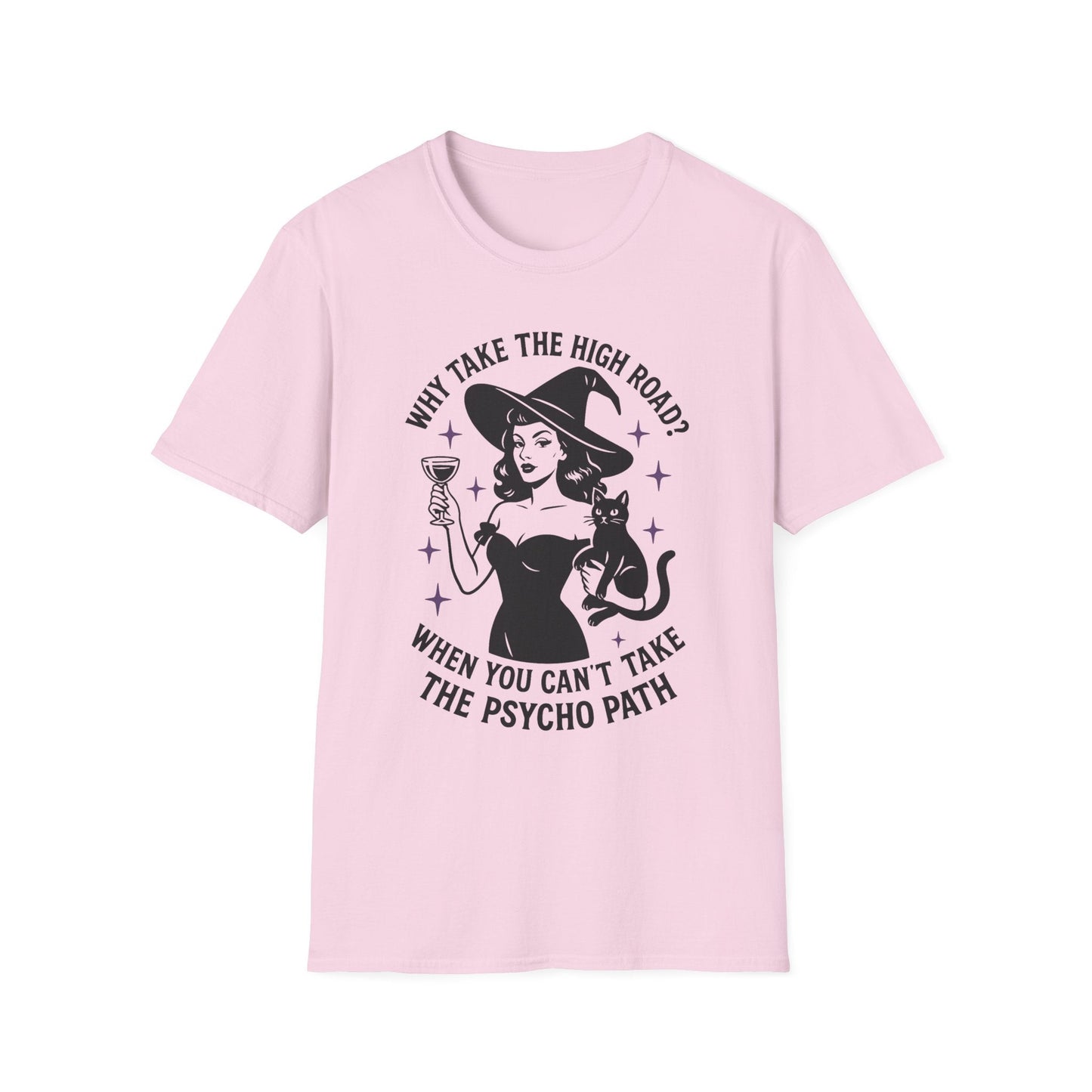 Witty Halloween T-Shirt, Funny Witch Shirt, Unisex Graphic Tee, Spooky Cat Top, Halloween Costume, Gift for Friends - Shirt Happens Graphics