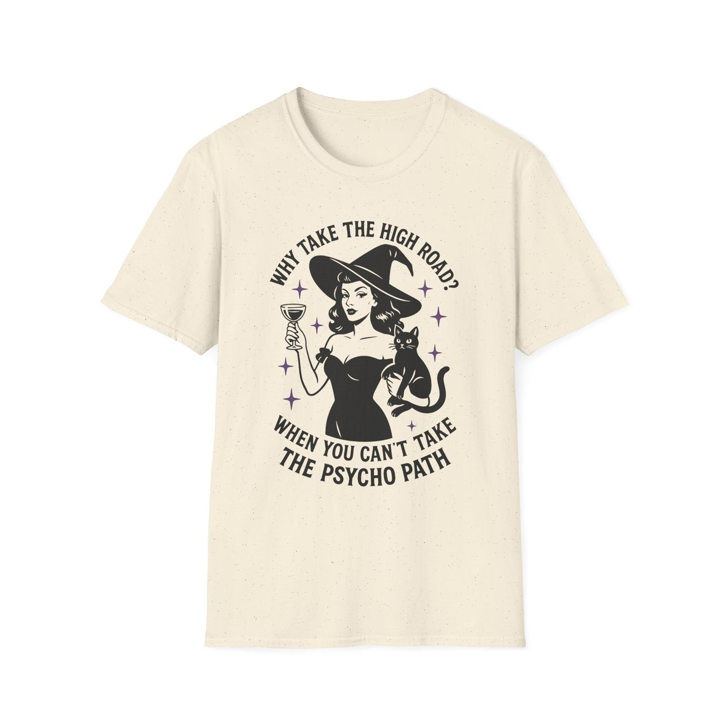 Witty Halloween T-Shirt, Funny Witch Shirt, Unisex Graphic Tee, Spooky Cat Top, Halloween Costume, Gift for Friends - Shirt Happens Graphics