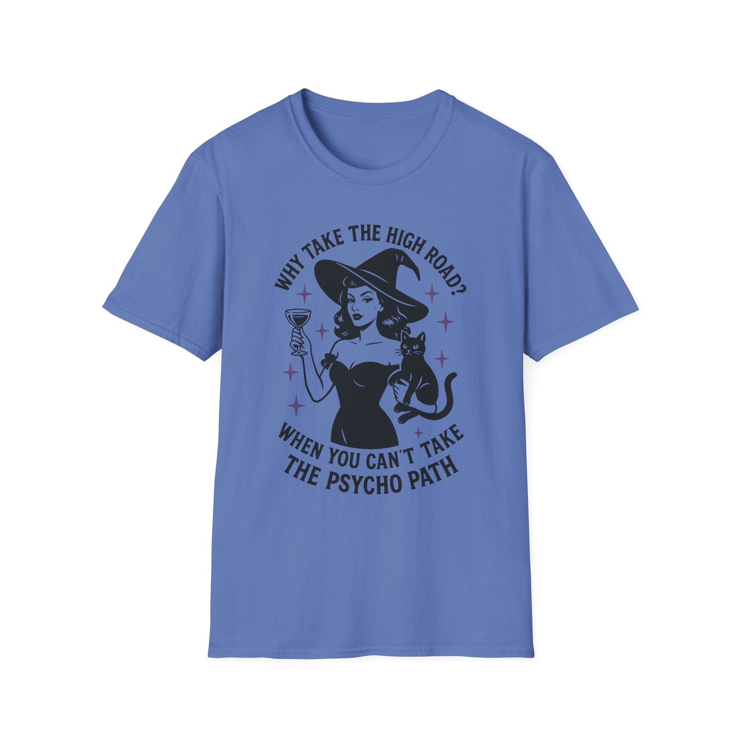 Witty Halloween T-Shirt, Funny Witch Shirt, Unisex Graphic Tee, Spooky Cat Top, Halloween Costume, Gift for Friends - Shirt Happens Graphics