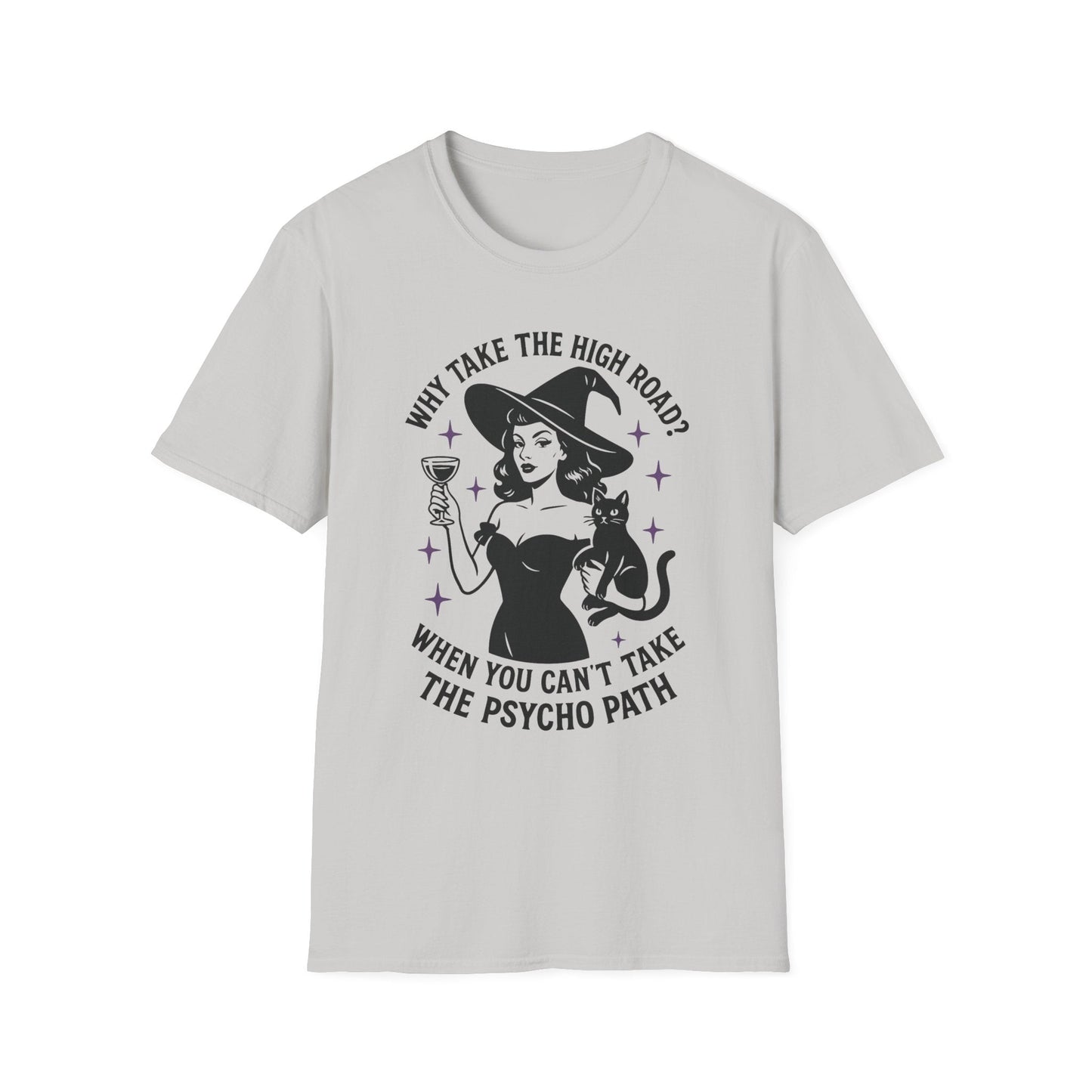 Witty Halloween T-Shirt, Funny Witch Shirt, Unisex Graphic Tee, Spooky Cat Top, Halloween Costume, Gift for Friends - Shirt Happens Graphics