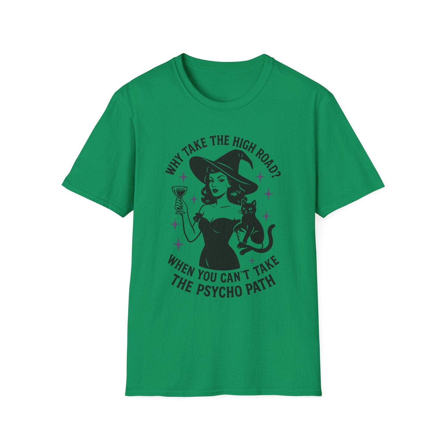 Witty Halloween T-Shirt, Funny Witch Shirt, Unisex Graphic Tee, Spooky Cat Top, Halloween Costume, Gift for Friends - Shirt Happens Graphics