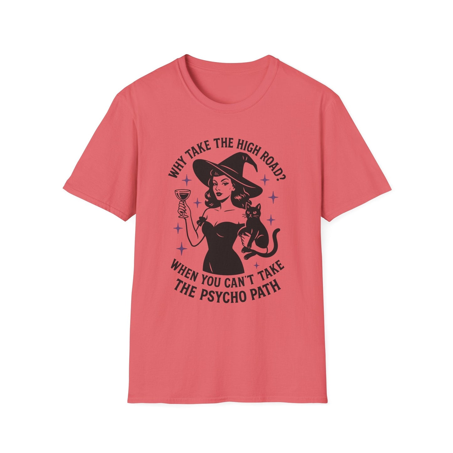 Witty Halloween T-Shirt, Funny Witch Shirt, Unisex Graphic Tee, Spooky Cat Top, Halloween Costume, Gift for Friends - Shirt Happens Graphics