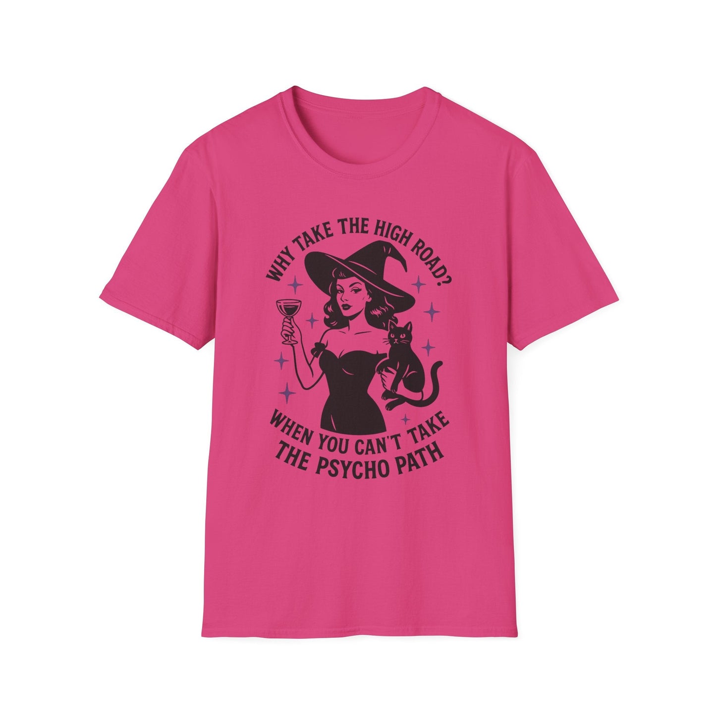 Witty Halloween T-Shirt, Funny Witch Shirt, Unisex Graphic Tee, Spooky Cat Top, Halloween Costume, Gift for Friends - Shirt Happens Graphics