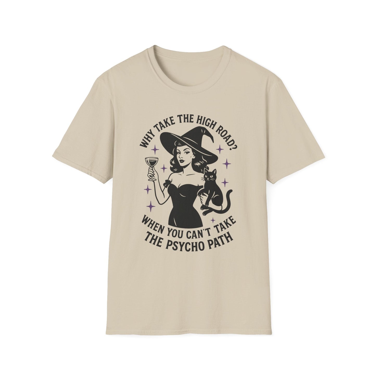 Witty Halloween T-Shirt, Funny Witch Shirt, Unisex Graphic Tee, Spooky Cat Top, Halloween Costume, Gift for Friends - Shirt Happens Graphics
