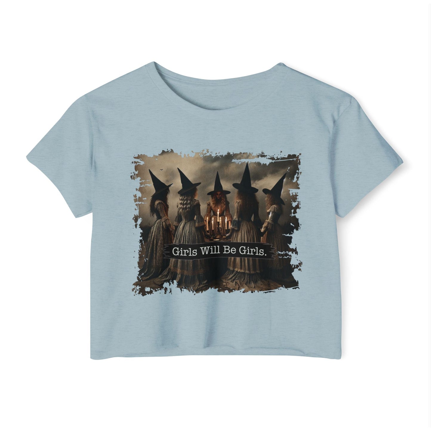 Women's Festival Crop Top with 'Girls Will Be Girls' Graphic, Boho Style Top, Concert Top, Halloween Outfit, Gift for Her, Summer [...] - Shirt Happens Graphics