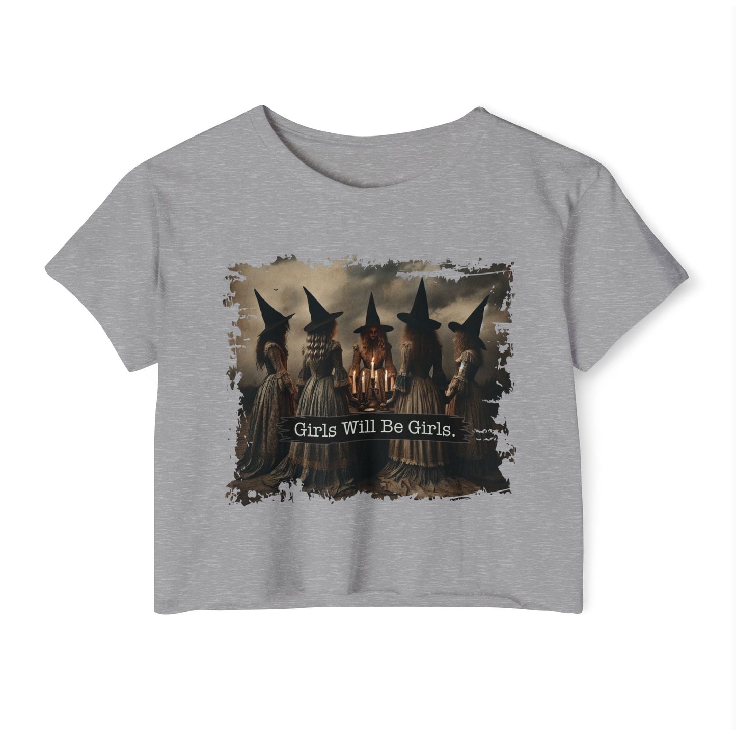 Women's Festival Crop Top with 'Girls Will Be Girls' Graphic, Boho Style Top, Concert Top, Halloween Outfit, Gift for Her, Summer [...] - Shirt Happens Graphics