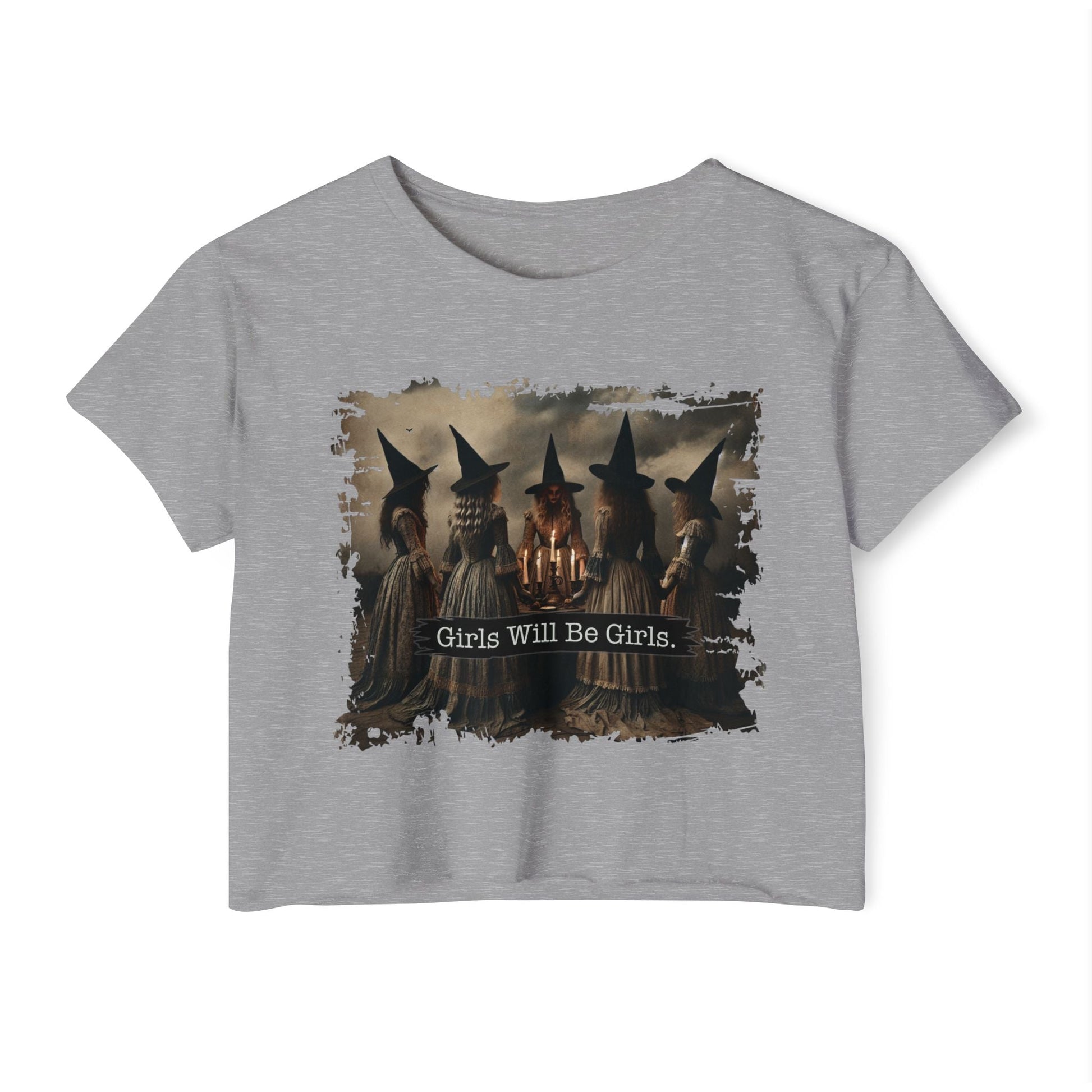 Women's Festival Crop Top with 'Girls Will Be Girls' Graphic, Boho Style Top, Concert Top, Halloween Outfit, Gift for Her, Summer [...] - Shirt Happens Graphics