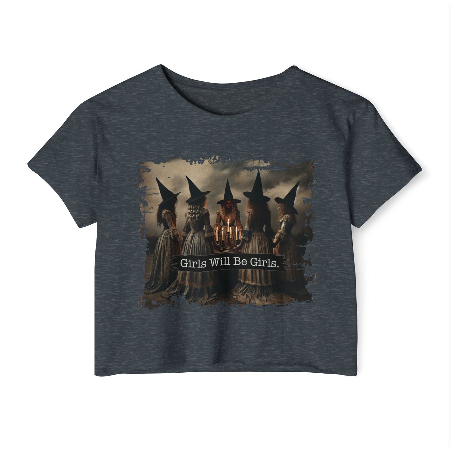 Women's Festival Crop Top with 'Girls Will Be Girls' Graphic, Boho Style Top, Concert Top, Halloween Outfit, Gift for Her, Summer [...] - Shirt Happens Graphics