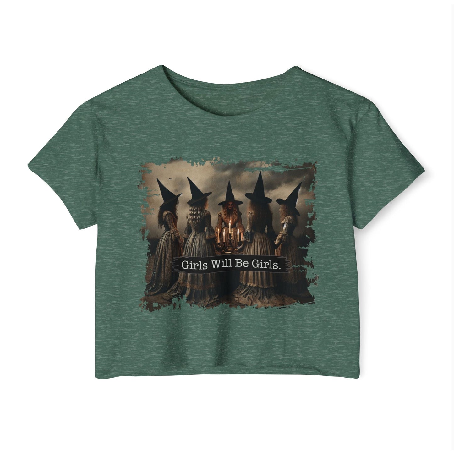 Women's Festival Crop Top with 'Girls Will Be Girls' Graphic, Boho Style Top, Concert Top, Halloween Outfit, Gift for Her, Summer [...] - Shirt Happens Graphics
