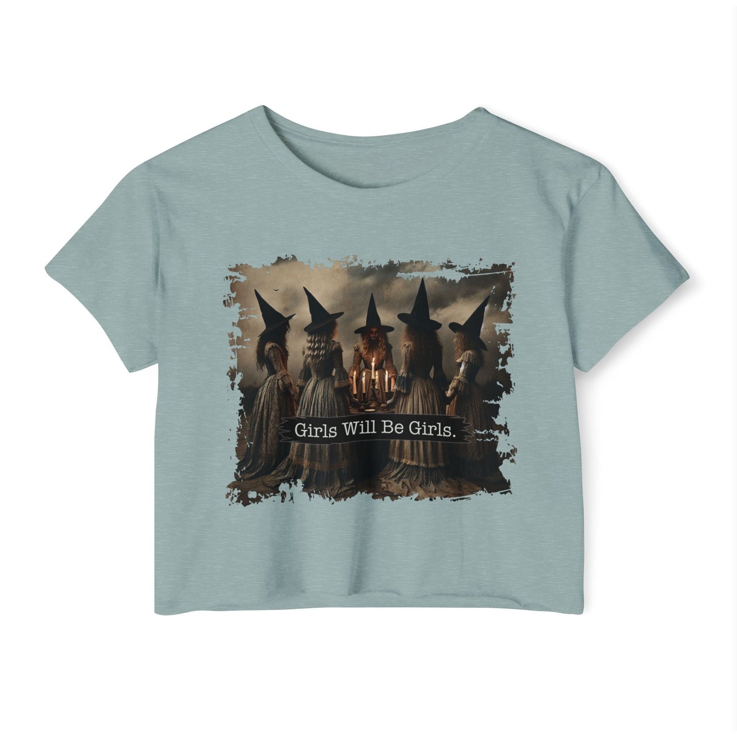Women's Festival Crop Top with 'Girls Will Be Girls' Graphic, Boho Style Top, Concert Top, Halloween Outfit, Gift for Her, Summer [...] - Shirt Happens Graphics